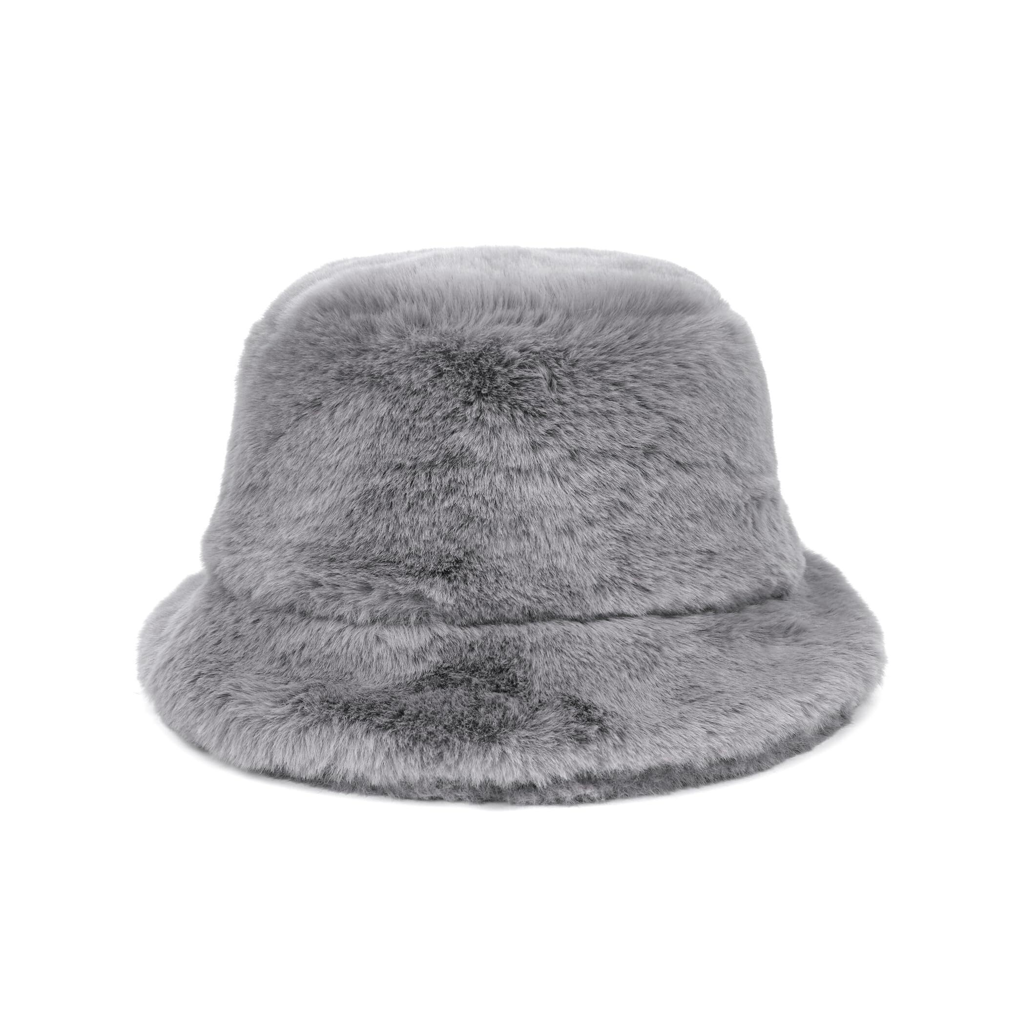 2942 Extra Big Plush Bucket Hat ,Thick Furry Fur Sherpa Travel Hat,Winter